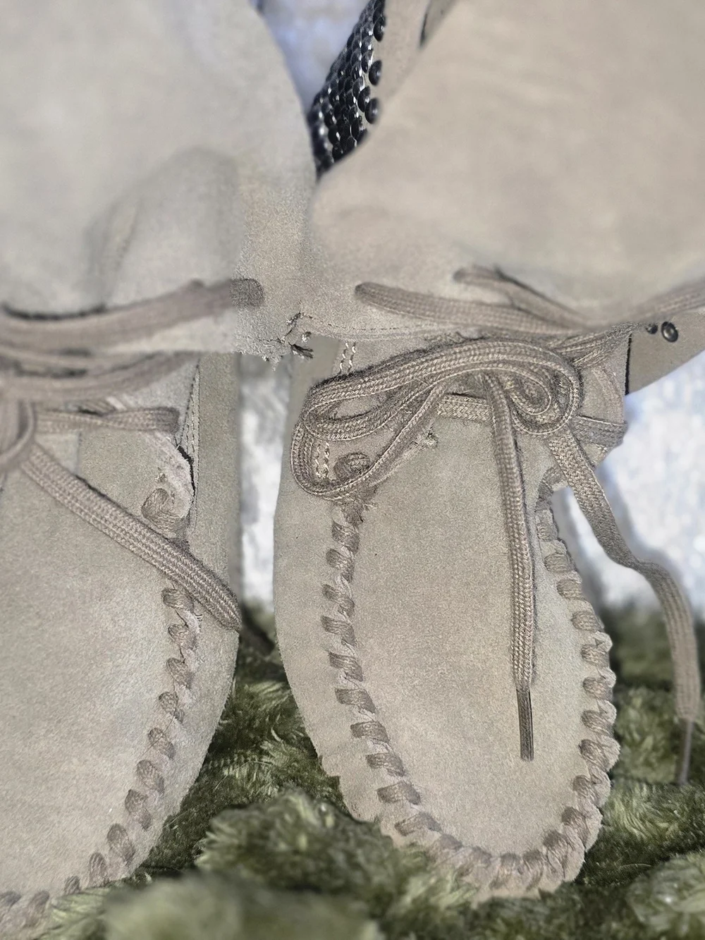 Steve Madden Taupe Suede Studded Lace-Up Ankle Boots